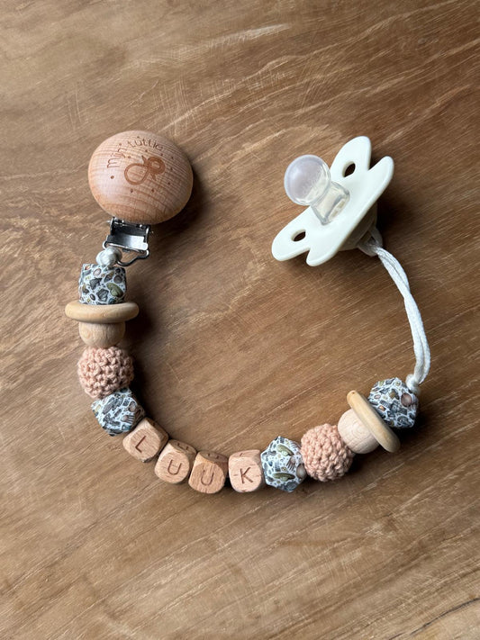 Speenkoord met naam - Houten letters