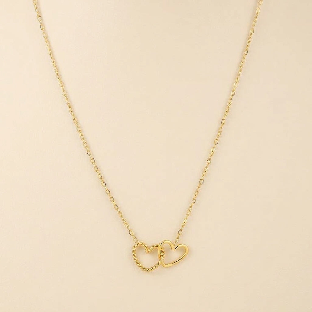 Dubbel hartje ketting in goud, cadeau idee bij Soul Goods