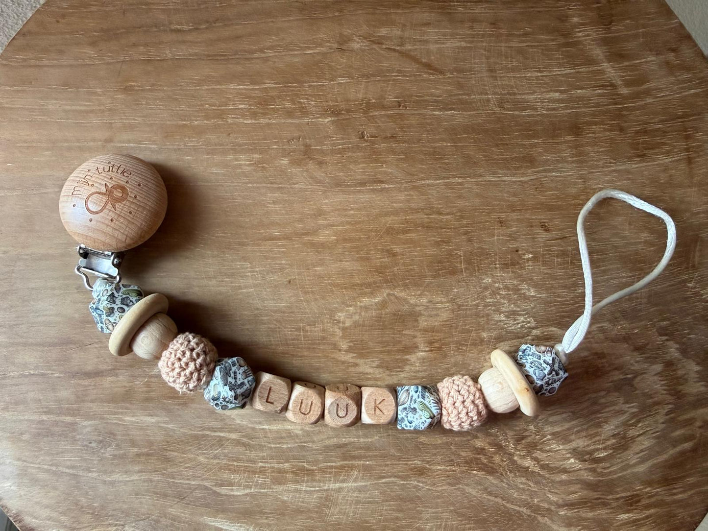 Speenkoord met naam - Houten letters