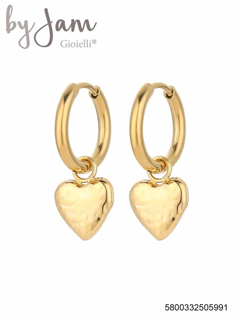 By Jam Gioielli oorringen hartje in warm goud, productfoto
